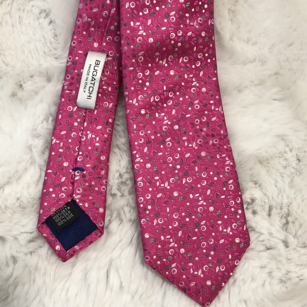 Bugatchi  Pink Embroidered Silk Tie